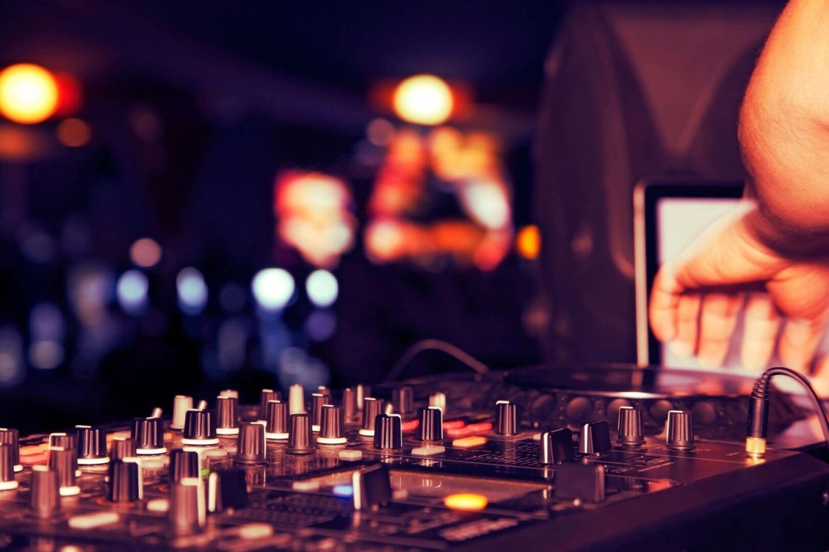 A close up of some electronic equipment in the dark